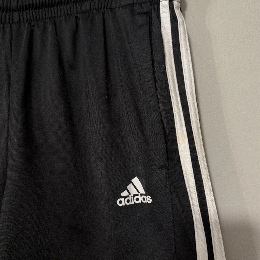 adidas Men's Track Pants Large Black 3-Stripes Athletic Joggers White